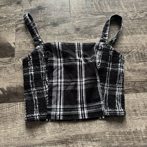Hollister Black and white Plaid Crop Top - Size Small